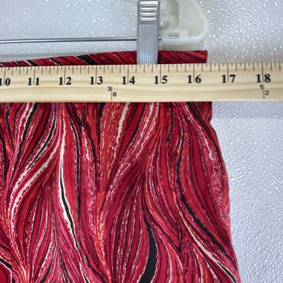 VTG Womens 14 Red Black Western Cowgirl Flat Panel-Pleated Flowy Skirt - Picture 8 of 12